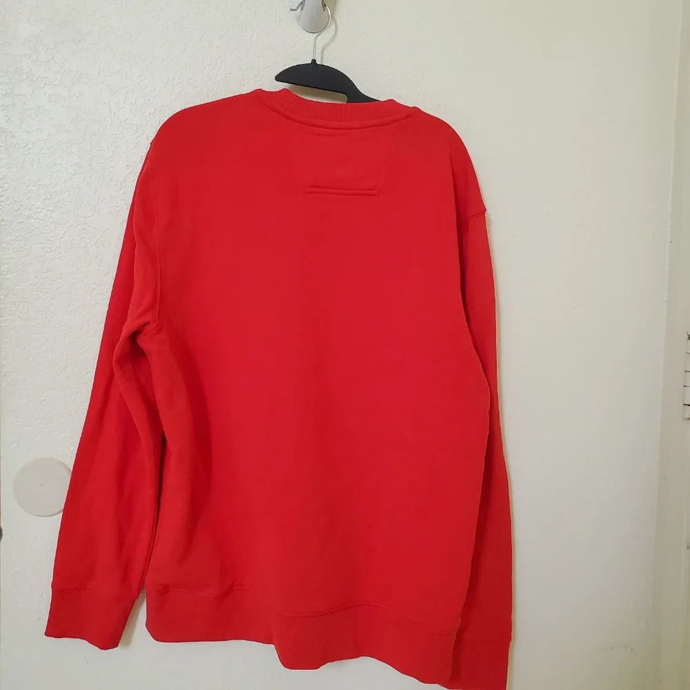 Red Calvin Klein Jeans Pullover Crewneck Sweater with Contrasting Logo Men's L
